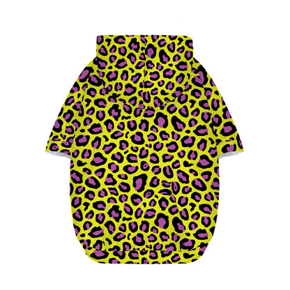 Yellow And Purple Leopard Pattern Print Dog Zip Up Hoodie