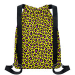 Yellow And Purple Leopard Pattern Print Drawstring Backpack