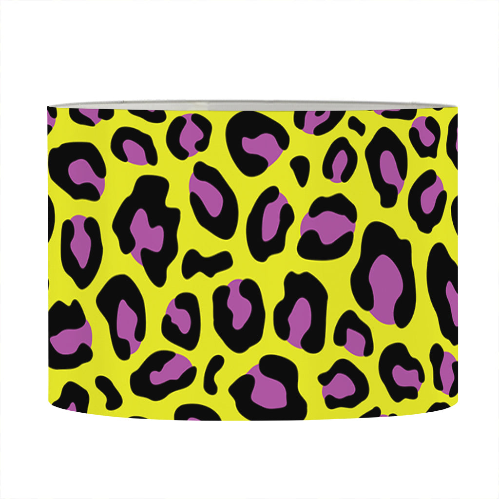 Yellow And Purple Leopard Pattern Print Drum Lamp Shade