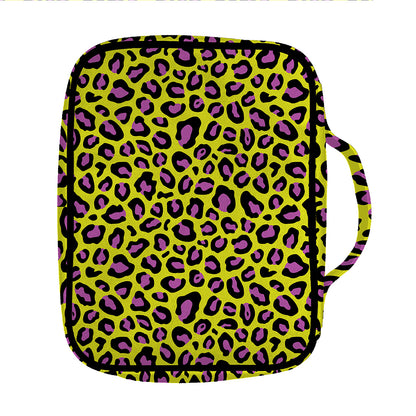 Yellow And Purple Leopard Pattern Print Front Pocket Bible Bag