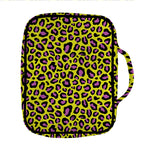 Yellow And Purple Leopard Pattern Print Front Pocket Bible Bag
