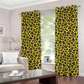 Yellow And Purple Leopard Pattern Print Grommet Curtains