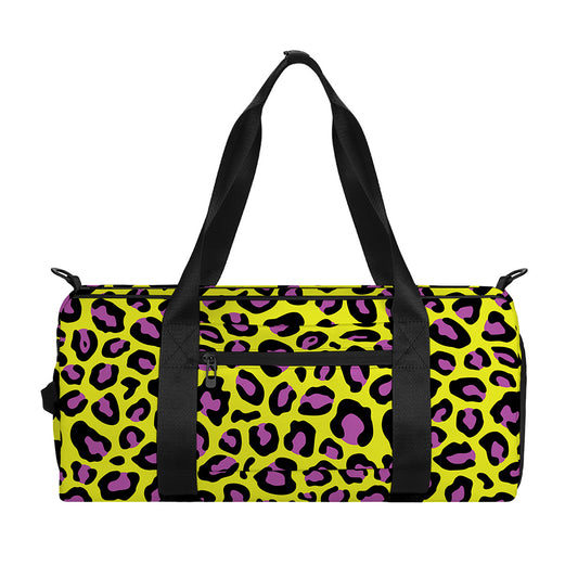 Yellow And Purple Leopard Pattern Print Gym Bag