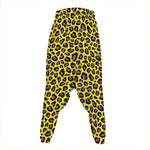 Yellow And Purple Leopard Pattern Print Hammer Pants