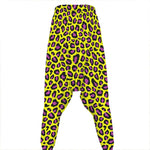 Yellow And Purple Leopard Pattern Print Hammer Pants