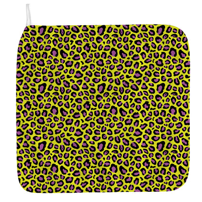 Yellow And Purple Leopard Pattern Print Hand Towel