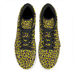 Yellow And Purple Leopard Pattern Print High Top Leather Sneakers