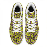 Yellow And Purple Leopard Pattern Print High Top Leather Sneakers