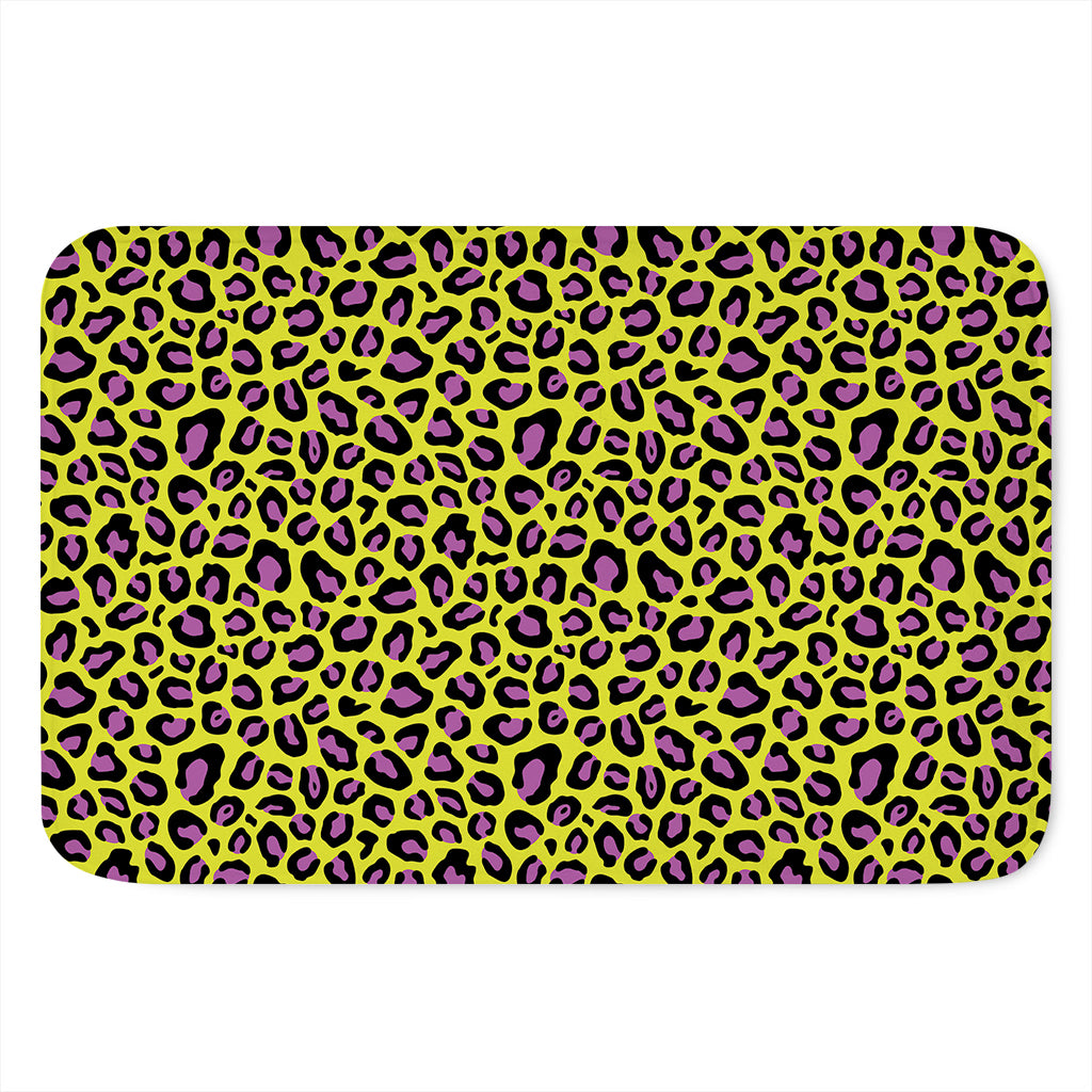 Yellow And Purple Leopard Pattern Print Indoor Door Mat