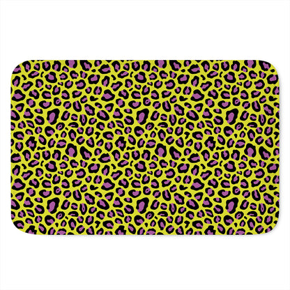 Yellow And Purple Leopard Pattern Print Indoor Door Mat