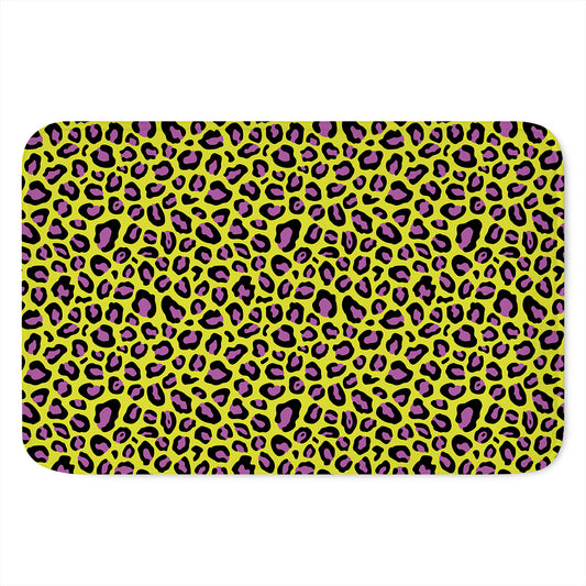 Yellow And Purple Leopard Pattern Print Indoor Door Mat