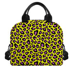 Yellow And Purple Leopard Pattern Print Insulated Lunch Bag