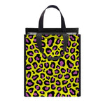 Yellow And Purple Leopard Pattern Print Insulated Lunch Tote