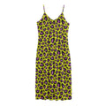 Yellow And Purple Leopard Pattern Print Jersey Midi Cami Dress
