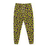 Yellow And Purple Leopard Pattern Print Jogger Pants