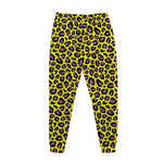 Yellow And Purple Leopard Pattern Print Jogger Pants