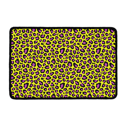 Yellow And Purple Leopard Pattern Print Kitchen Mat