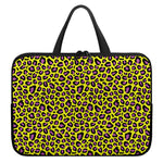Yellow And Purple Leopard Pattern Print Laptop Sleeve With Handle