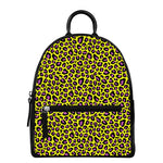 Yellow And Purple Leopard Pattern Print Leather Backpack