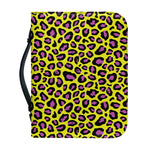 Yellow And Purple Leopard Pattern Print Leather Bible Cover