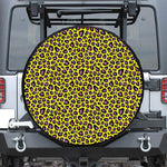 Yellow And Purple Leopard Pattern Print Leather Spare Tire Cover