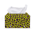 Yellow And Purple Leopard Pattern Print Leather Tissue Box Cover