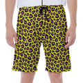 Yellow And Purple Leopard Pattern Print Men's Beach Shorts