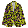Yellow And Purple Leopard Pattern Print Men's Blazer