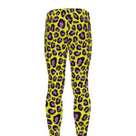 Yellow And Purple Leopard Pattern Print Men's leggings