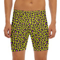 Yellow And Purple Leopard Pattern Print Men's Long Boxer Briefs