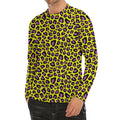 Yellow And Purple Leopard Pattern Print Men's Long Sleeve Rash Guard