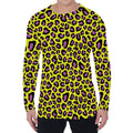 Yellow And Purple Leopard Pattern Print Men's Long Sleeve T-Shirt