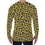 Yellow And Purple Leopard Pattern Print Men's Long Sleeve T-Shirt