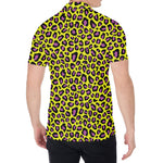 Yellow And Purple Leopard Pattern Print Men's Shirt
