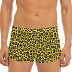 Yellow And Purple Leopard Pattern Print Men's Short Boxer Briefs