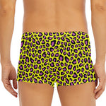 Yellow And Purple Leopard Pattern Print Men's Short Boxer Briefs