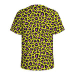 Yellow And Purple Leopard Pattern Print Men's Sports T-Shirt