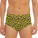 Yellow And Purple Leopard Pattern Print Men's Triangle Swim Briefs