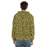 Yellow And Purple Leopard Pattern Print Men's Velvet Pullover Hoodie