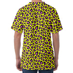 Yellow And Purple Leopard Pattern Print Men's Velvet T-Shirt