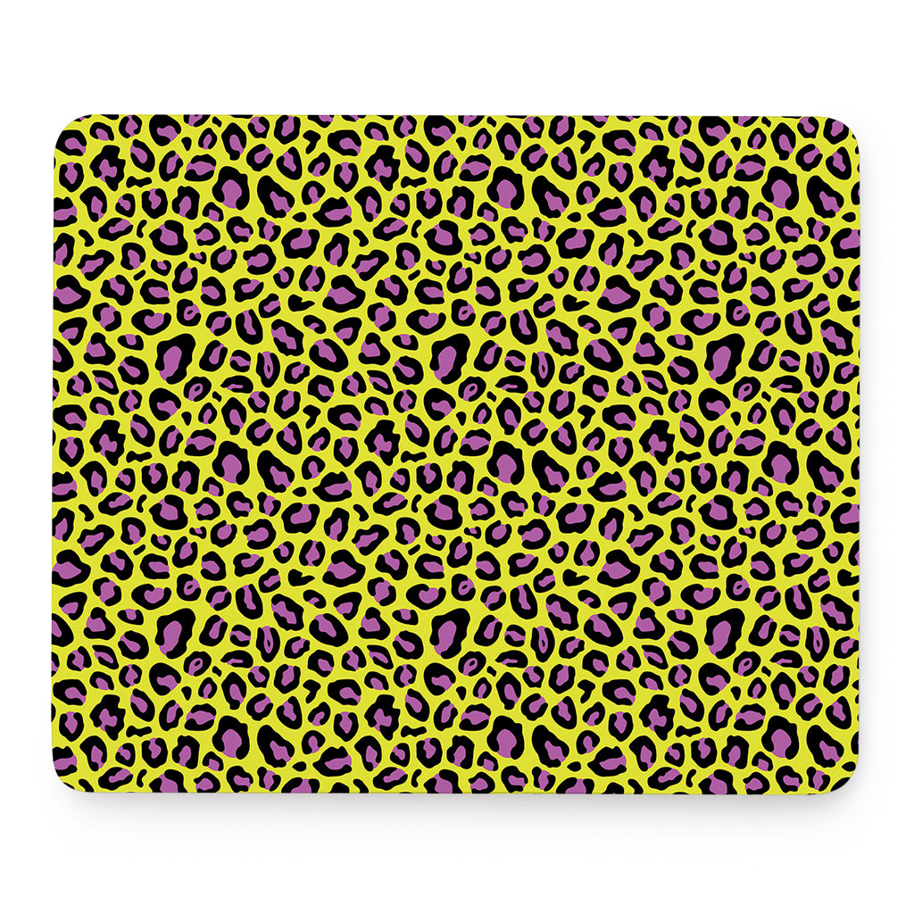 Yellow And Purple Leopard Pattern Print Mouse Pad