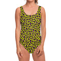 Yellow And Purple Leopard Pattern Print One Piece Swimsuit