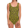 Yellow And Purple Leopard Pattern Print One Piece Swimsuit