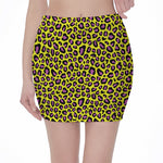 Yellow And Purple Leopard Pattern Print Pencil Mini Skirt