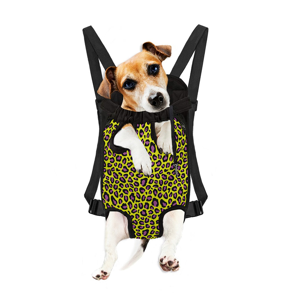 Yellow And Purple Leopard Pattern Print Pet Carrier Backpack