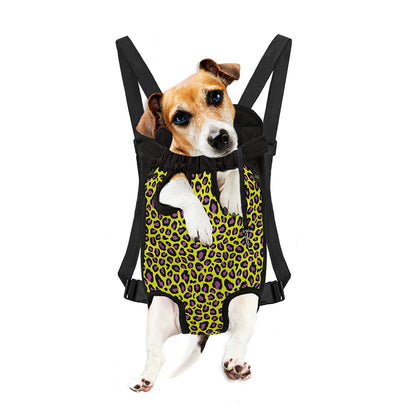 Yellow And Purple Leopard Pattern Print Pet Carrier Backpack