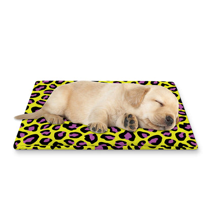 Yellow And Purple Leopard Pattern Print Pet Cooling Mat Cover