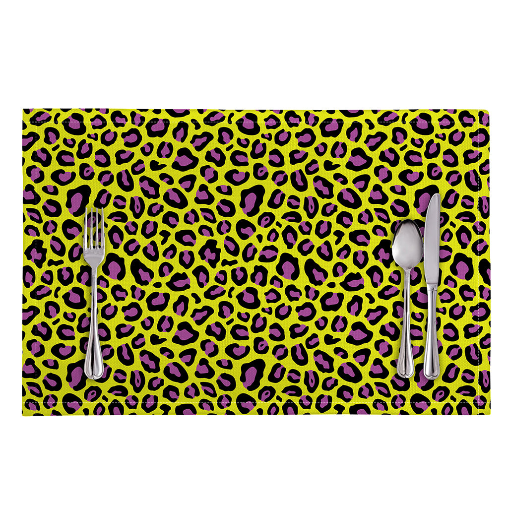 Yellow And Purple Leopard Pattern Print Placemat