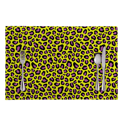 Yellow And Purple Leopard Pattern Print Placemat