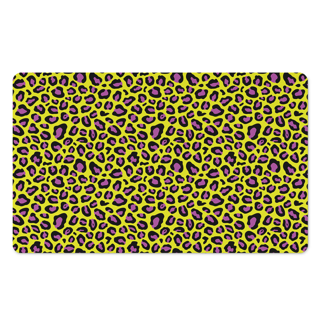 Yellow And Purple Leopard Pattern Print Polyester Doormat